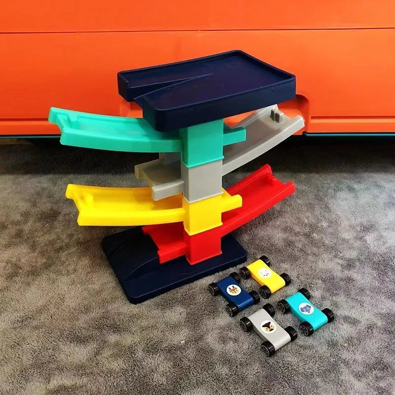 Car Racing Track Ramp Toy Children Garage Catapult Track Game Toy Kids Building Parking Lot Gas Station DIY Winding Car Road Toy