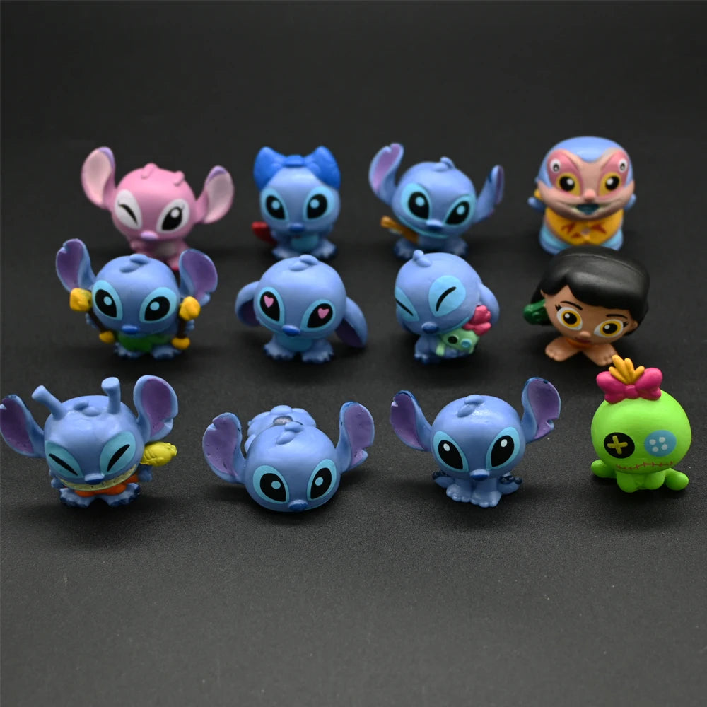 12Pcs/Set Anime Doorables Stitch Angel Scrump Action Figure Doll Anime Lilo & Stitch Toys For Kids Christmas Gift