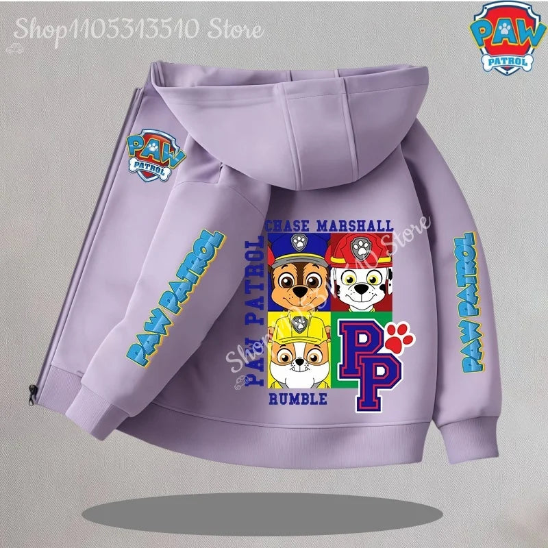 Paw Patrol Kids Thin Hooded Coats Anime Chase Zipper Sweatshirts Outwear Fashion Spring Fall Hoodies Sportwear Children Clothes
