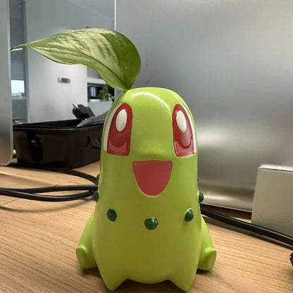 Kawaii Pokemon Chikorita Planter Pot Cartoon Water Culture Flower Pot Desktop Succulent Vase Home Office Decor Fans Perfect Gift