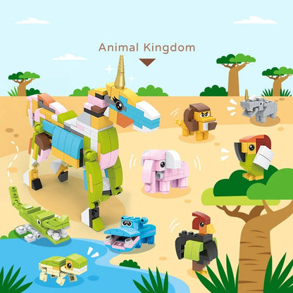 12-in-1 City Creativity Jungle Animals Zoo Insect Spider Dragonfly Ladybug Bee Model Building Blocks Bricks Collectible Toys