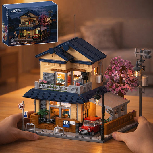 City Architecture 1935Pcs Japanese Style Villa Cherry Blossom Tree Building Blocks Sakurafall Town Villa MOC Bricks Toy Kid Gift