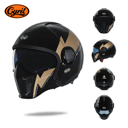 Full Face Open Face Motorcycle Helmet Double Lens Modular Helmets DOT ECE APPROVED CYRIL OP12A Man Woman Retro Moto Helmet