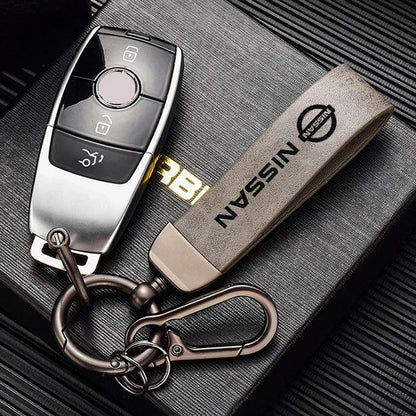 Vintage Leather Car Keychain Key Ring Pendant Fit For Nissan Sylphy N7 Qashqai J10 J11 Note Teana Navara Juke GTR 350Z Patrol Ti