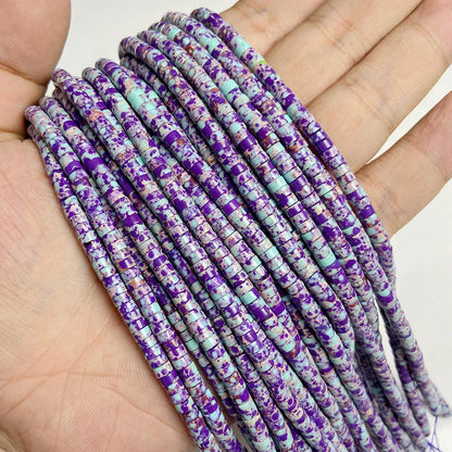 New Fashion Flat Disc Round Stone Bead 4x2MM Quartzs Imperial Agat Jaspers Loose Spacer Heishi Beads Jewelry Diy Accessories
