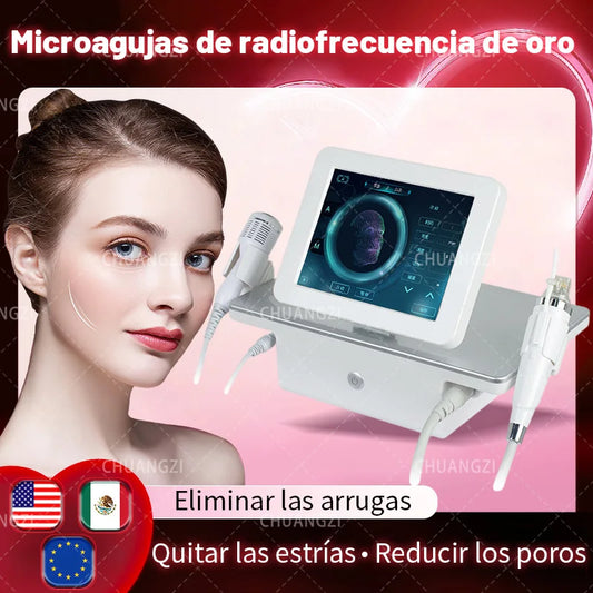 2 In 1 Gold RF Microneedle Machine, Fractional Radiofrequency Microneedling Device for Acne Scar Removal, Stretch Mark Reduction