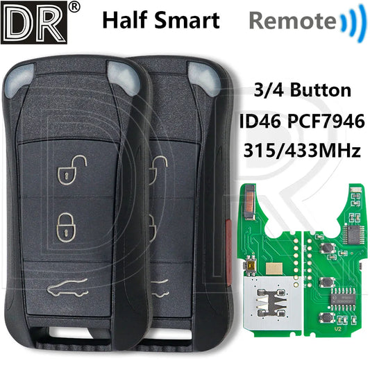 Great ID46 PCF7946 315/433MHz KR55WK45022 Half Smart Flip Car Remote Control Key For Porsche Cayenne GTS 2004-2011