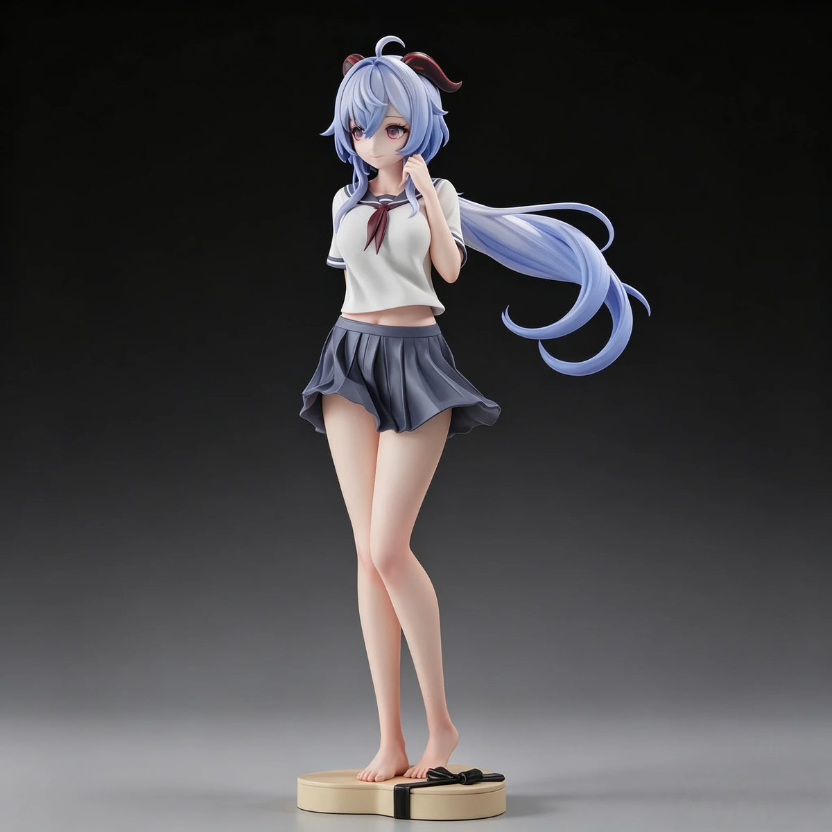 Genshin Impact Ganyu Jk Uniform 25cm Anime Figure Bare Leg Black Silk Angel Girl Pvc Statue Desk Decor Collectible Gift