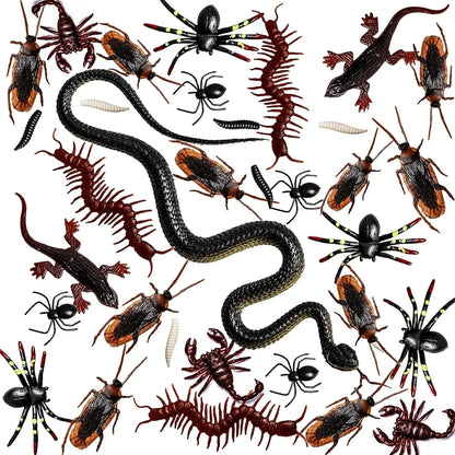 148pcs Halloween Fake Insect Cock Bugs Spider Funny for Halloween Party Decoration Haunted House Scary Props