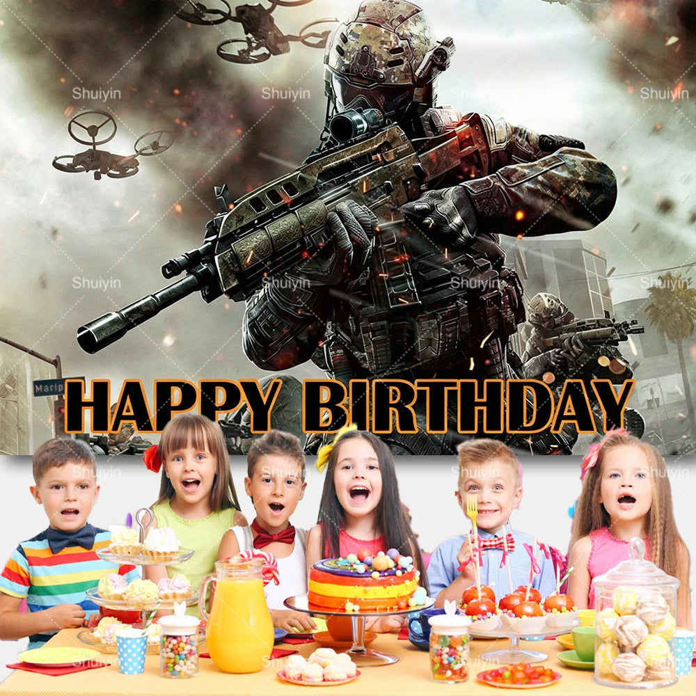 Call of Duty Theme Backdrop Kids Birthday Decorations Party Supplies Banner Poster Stimulating Game Boys Favor Gifts Photo Props