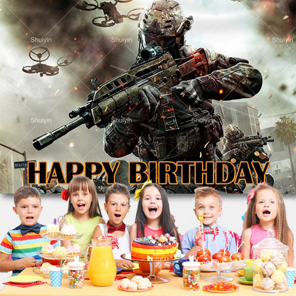 Call of Duty Theme Backdrop Kids Birthday Decorations Party Supplies Banner Poster Stimulating Game Boys Favor Gifts Photo Props