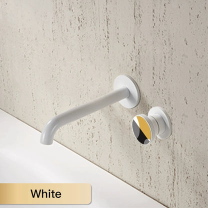 Modern luxury gun gray brass bathroom faucet with wall mounted design, cold and hot dual control, simple basin faucet