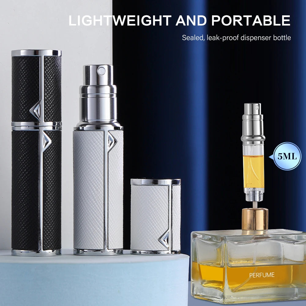 Louischanzl Premium PU leather Sprayer Suitable for Boarding Tight Sealing Travel Perfume Spray 5ml Perfume Atomizer  Bottle