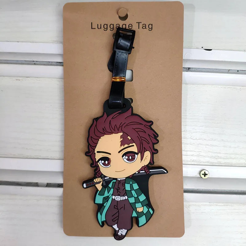 Popular "Demon Slayer" luggage tags, cartoon character design, flat mouth, easy to use, made of PVC