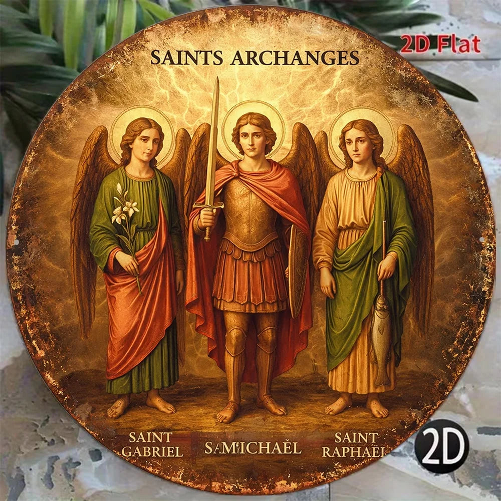 CIFBUY Retro Vintage Archangel Michael Aluminum Wall Art Weatherproof Durable Alloy Decor for Home Kitchen Cafe Prayer