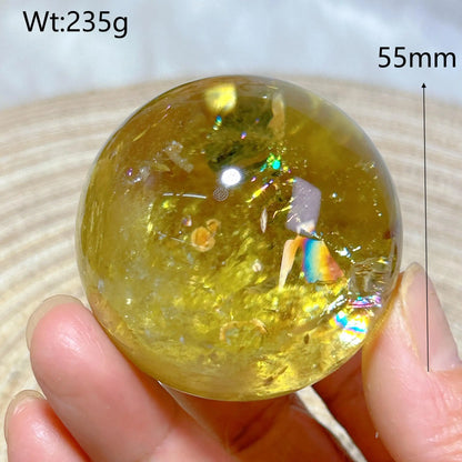 Healing Natural Crystal Brazil Smokey Citrine Quartz Sphere Rainbow Polished Ball High Quality Precious Home Decoration Gift