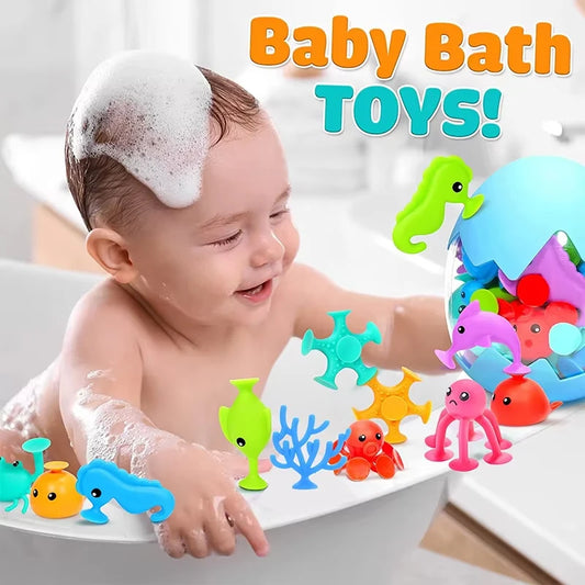 Suction Cup Baby Bath Toy Soft Throw Darts Set Building Blocks Pop Sucker Toy Fidget Toy for Kids Parent-child Interactive Game