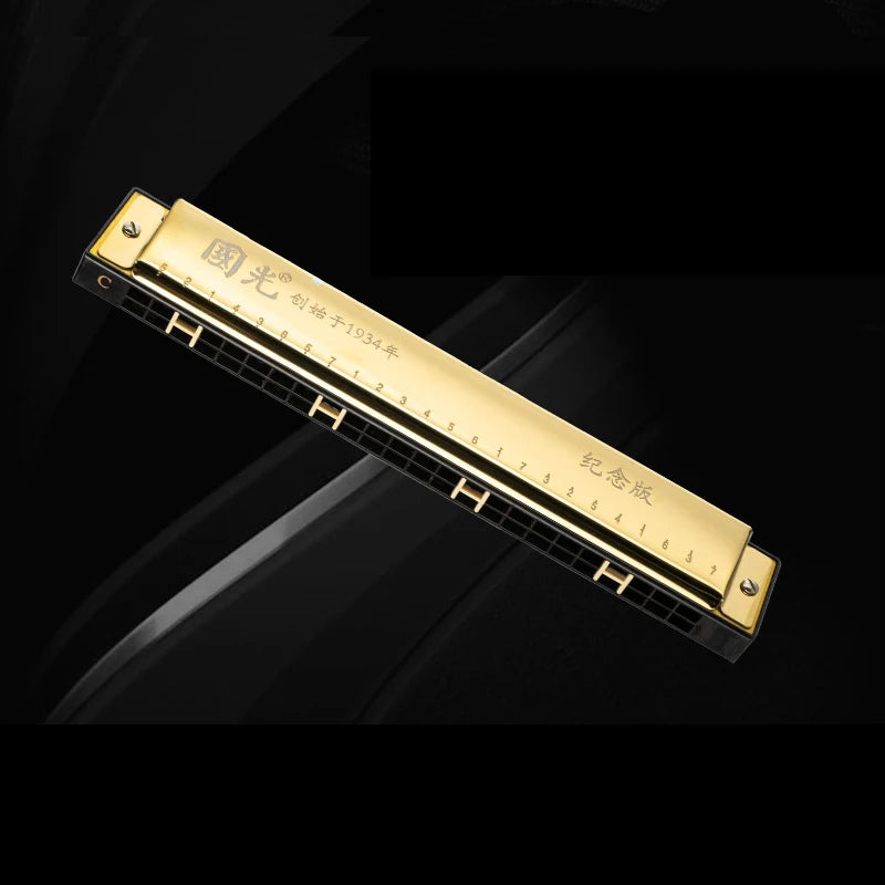 Guoguang 24-Hole 28-Hole Polyphonic Harmonica in C Key for Adults, Beginners, and Students, Entry-Level Performance Instrument, Commemorative Harmonica, Wide-Range Harmonica