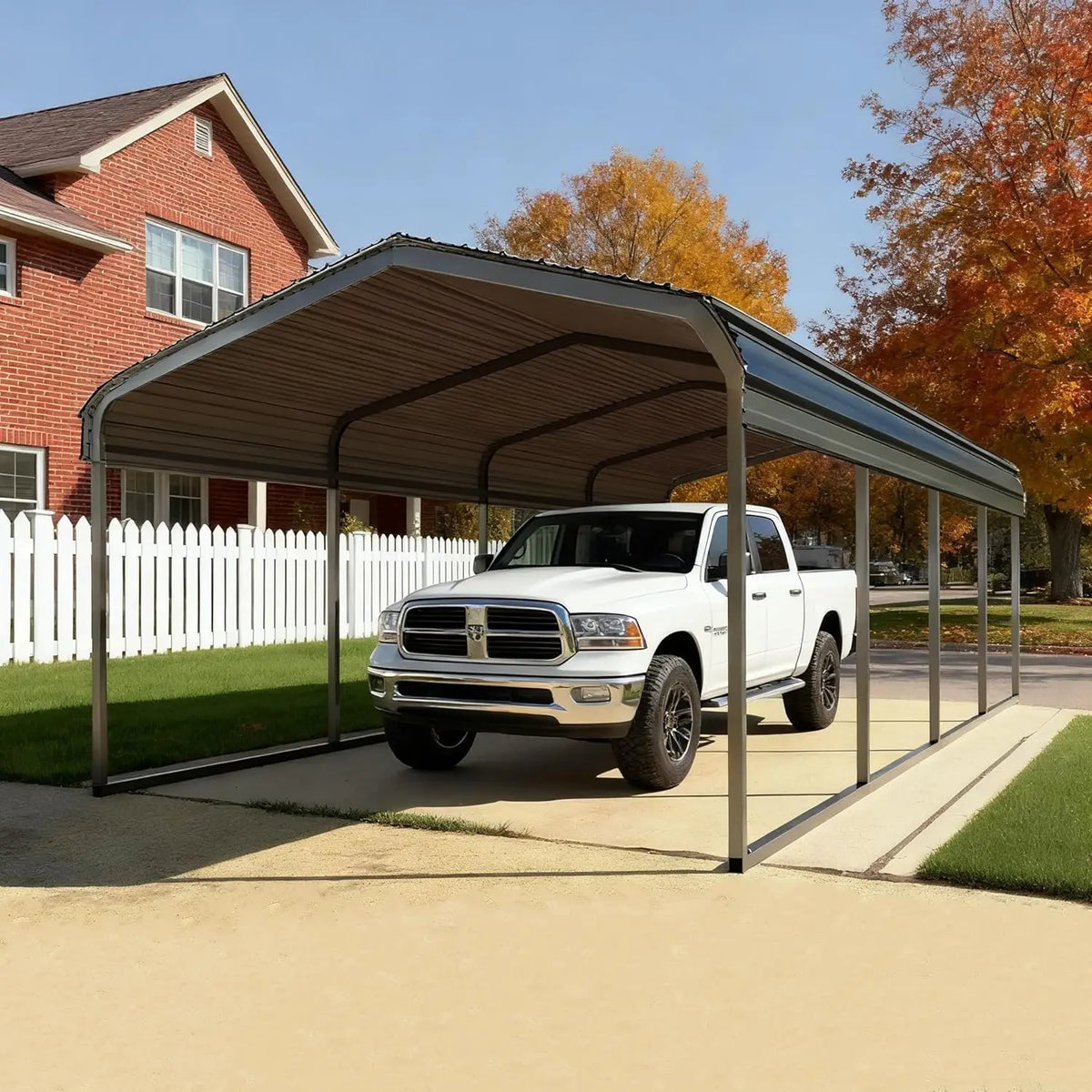 Heavy Duty Metal Galvanized Steel Carport Extra Large Canopy Shelter Customized For Dual Vehicle RV Outdoor Car Storage Yard