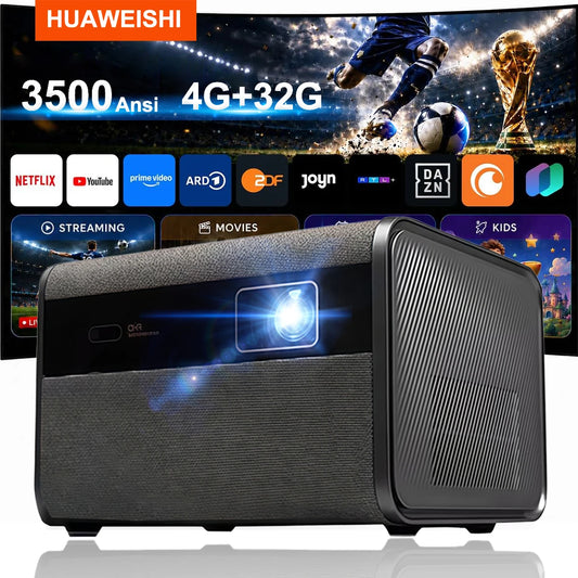 Huaweishi J10 LED Projector, 1920x1080P, Autofocus, 4K, HD Video, Outdoor Mobile Phone, Android Smart Home Theater, New