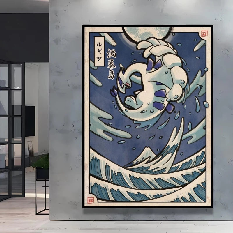 1pc frameless Canvas Paintings Retro Canvas Poster Prints Pokemon Gengar Blastoise Cartoon Character Picture Wall Art Home  Chil
