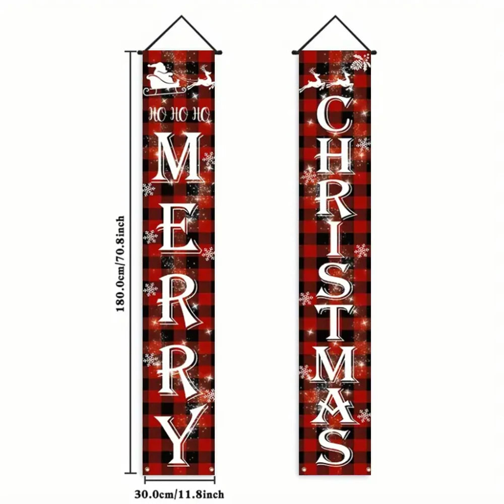 Christmas New Year Decorations Couplet Santa Snowman Door Banner For Home 2025 Xmas Hanging Ornaments Navidad Gift New Year 2026