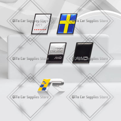 Zinc Alloy For Volvo R Design Moose Deer Swiss Flag AWD Ocean Race Badge Car Body Trunk Fender Adhensive Emblem 3D Decal Sticker