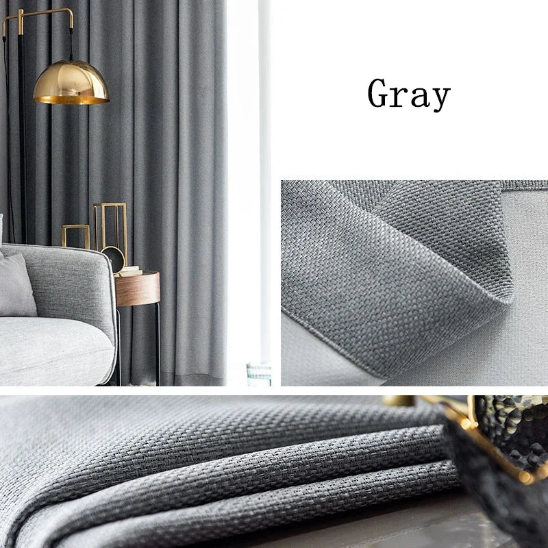 Luxury Cotton Linen Thickened Blackout Curtains for Living Room Bedroom Custom 310cm High Window Drapes Elegant Room Darkening