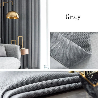 Luxury Cotton Linen Thickened Blackout Curtains for Living Room Bedroom Custom 310cm High Window Drapes Elegant Room Darkening