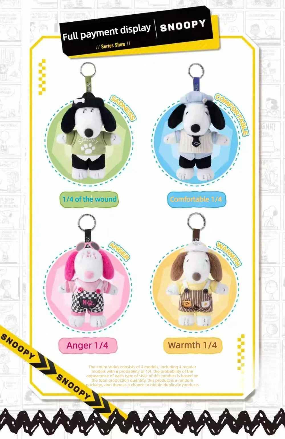 Peanuts Snoopy Mood Outfit Series Blind Box, Trendy Toy Backpack Charms, Figure Merchandise, Birthday Gifts for Girls