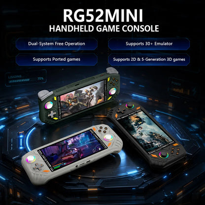 AISLPC RG52 MINI Handheld Game Console 5.5" IPS Screen 2.4G WIFI 22000+Games RK3562 Dual System Portable Handheld Video Player