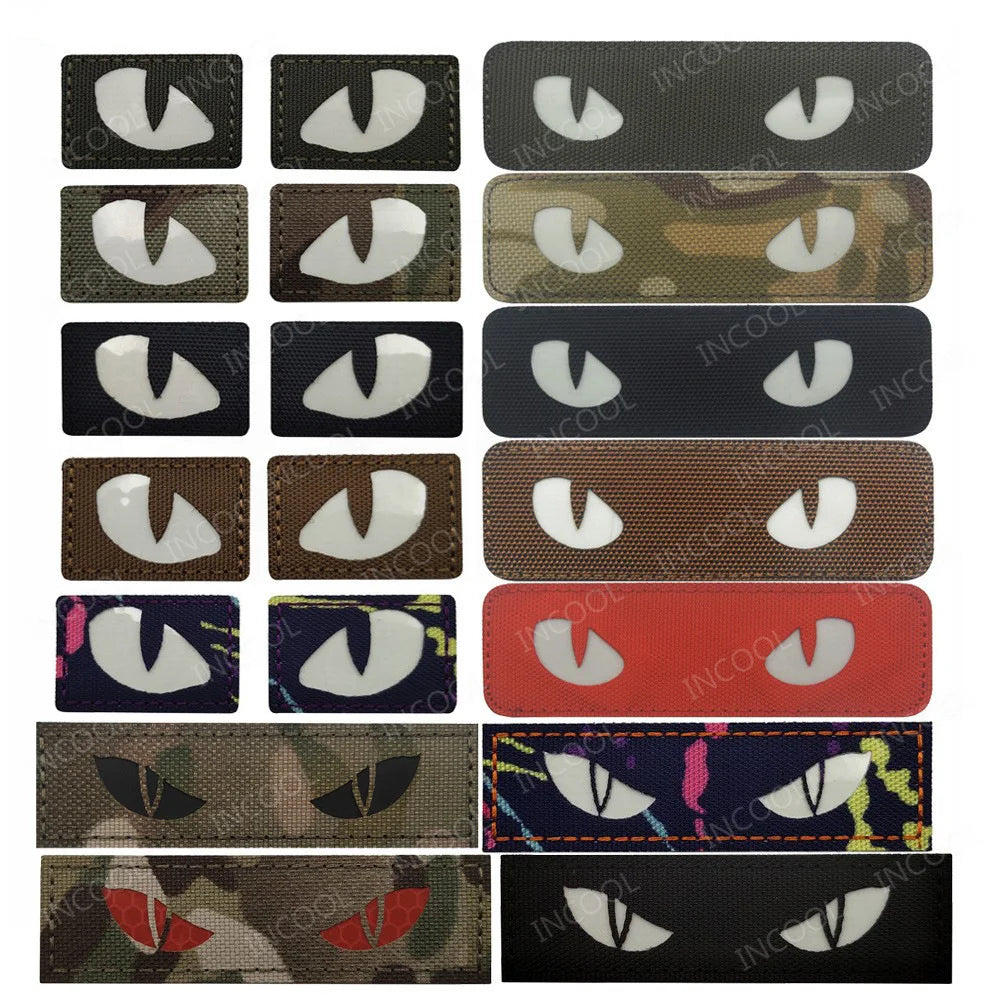 Cat Eyes Glow In Dark Patches Infrared IR Reflective Rubber Appliqued For Hats Helmet Uniform Backpack