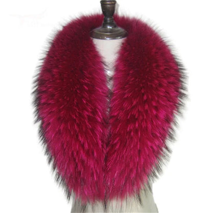 Real Raccoon Fur Collar Women Natural Fur Scarf  Winter Large Size Warm Wraps  Furry Fur Scarves for Coat Jackets Collars