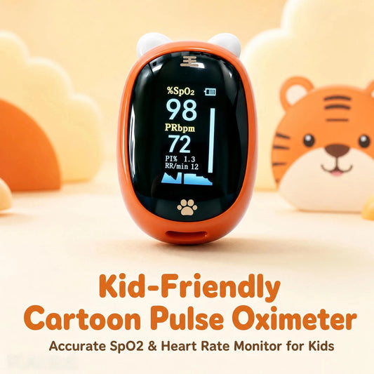 E-PLUS Rechargeable Child Cartoon Fingertip Oximeter Lanyard Digital Finger Blood Oxygen Saturation Heart Rate Monitor Oximetro