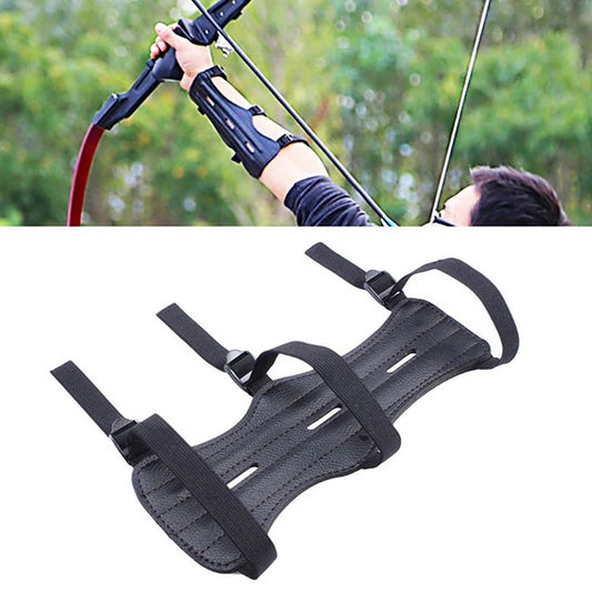 New Leather Archery Equipment Arm Guard 3 Straps Protection Forearm Safe Adjustable Bow Arrow Hunting Training Accessories