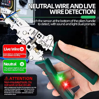 Foldable Wire Stripping Pliers Voltage Testing Cable Cutting Crimping Pliers Multifunctional Wire Stripper Electrician Pliers