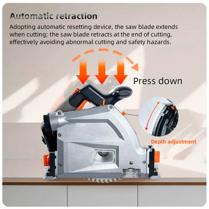 Plunge Cut Track Saw 6750RPM Electric Circular Saw with Guide Rail System Professional Woodworking Cutting Tool for Plywood MDF