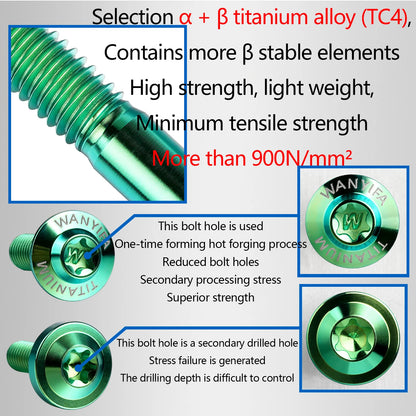 Wanyifa Titanium Bolts M8x 15 20 25 30 35 40 45 50 60 70mm Allen Key Taper Head Screw for Bicycle Motorcycle Car Ti Fastener
