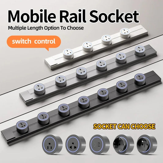 Track Socket With Switch High-end Quality Wall Power Outlet EU UK US FR Standard Universal Home Kitchen Bathroom Office Sockets