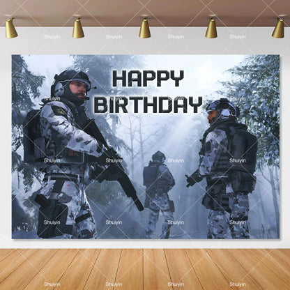 Call of Duty Theme Backdrop Kids Birthday Decorations Party Supplies Banner Poster Stimulating Game Boys Favor Gifts Photo Props