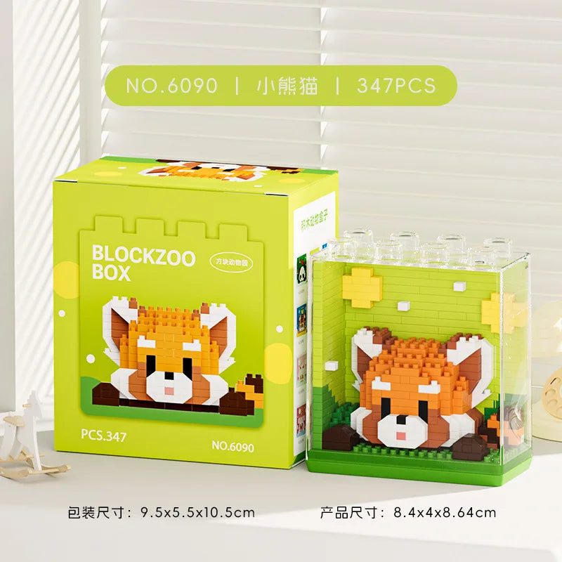 New Cute Zoo Series Fashionable Acrylic Display Box Micro-particle Assembled Building Blocks Toys Educational Gifts