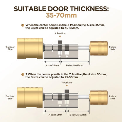 Viladepot Smart Lock Cylinder Fingerprint Door Lock TYPE-C Interface App Control Passcode ID Card Indoor