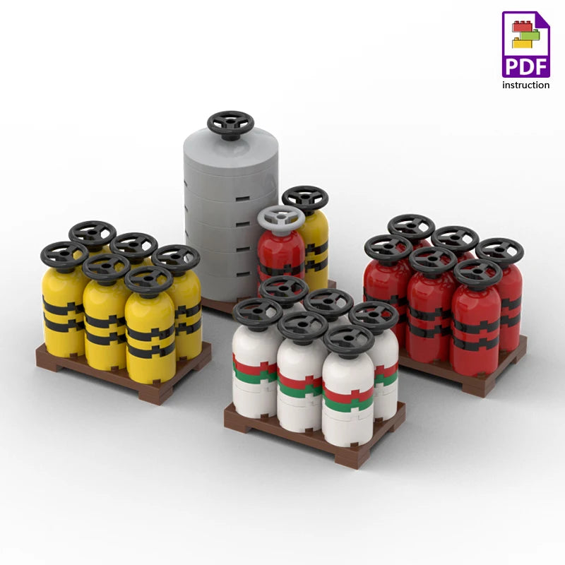 MOC Fuel Gas Tank Building Blocks Kit Wine Barrels Goods Container Forklift Bricks Toys Boys Gift