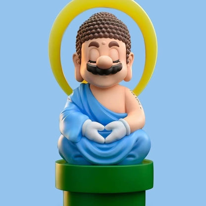 Super Mario cosplay Buddha plumber creative trendy doll desktop figurine large ornament
