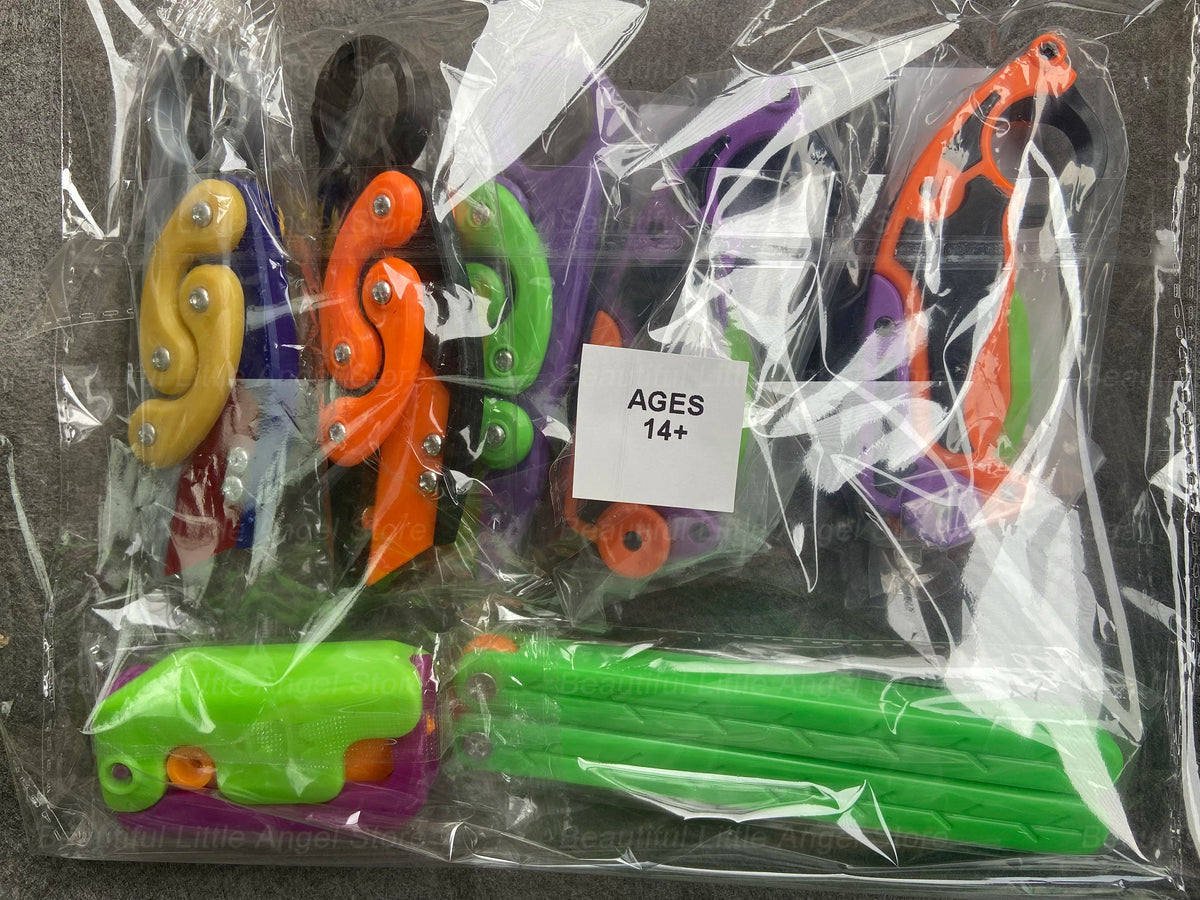New 3D Printed Gravity Claw Knife Toy Stress Relief Butterfly Fidget Hand Gripper Sensory Toy Folding Claw Knife Radish for Gift