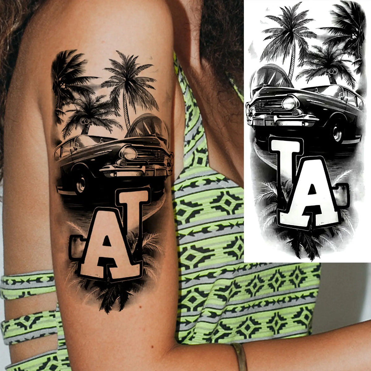 1 Sheets Chicano Prison Gangster Temporary Tattoos For Women Men Adults Fake Tattoo Sticker Water Transfer Self Adhesive Arm Leg