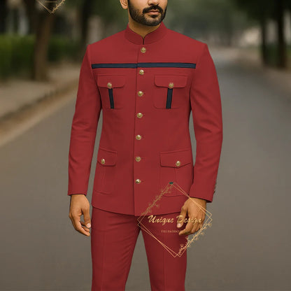 Ivory Formal Safari Suit Custom Made Indian Menswear for Wedding Groom Men's 2pcs Set Jacket Pants Slim Fit Party Dress