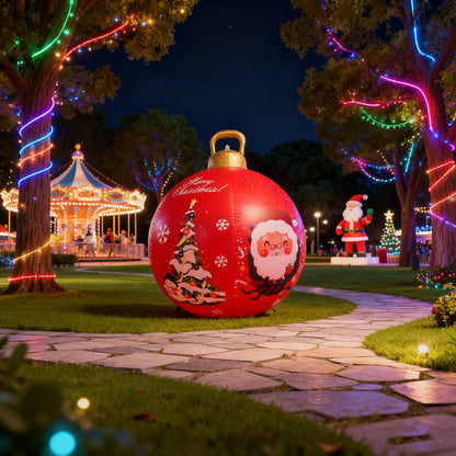 24inch (Approx. 60cm) Giant Inflatable Christmas Ball Pvc Inflatable Decorative Ball Large Holiday Inflatable Outdoor Decoration Christmas Inflatable Yard Decoration Giant Inflatable Ornament