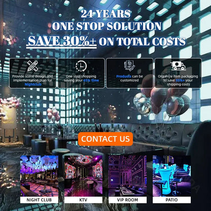 Contemporary Design Luxury LED Infinity Mirror Effect Stainless Steel KTV Table Luminous Bar Table For Night Club Karaoke Room