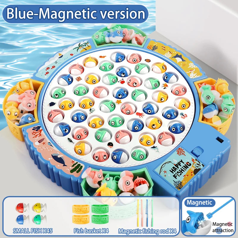 Magnetic Rotating Fishing Game Plate - Fishing Toy with Music to Develop Hand-Eye Coordination for kids Christmas Birthday Gifts